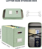 Oterri Hanging Filing File Box with Mesh Pocket, File Organizer Box with Lid, Collapsible Document Organizer Box for Letter S