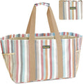 BALEINE Soft 9 Gallon Extra Large Utility Tote, Foldable Reusable Storage Bag (Color Stripe)