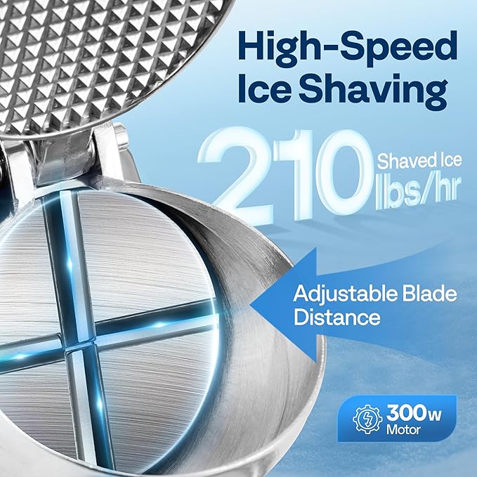 VIVOHOME Electric Ice Crusher Shaver 4 Blades Snow Cone Maker Machine Silver 210lbs/hr with Ice Pick for Home and Commercial Use