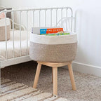 OrganiHaus Cotton Rope Basket for Shelf - Woven Storage Basket for Organizing, Closet & Toy Storage - Brown/Off-White - 15x9x
