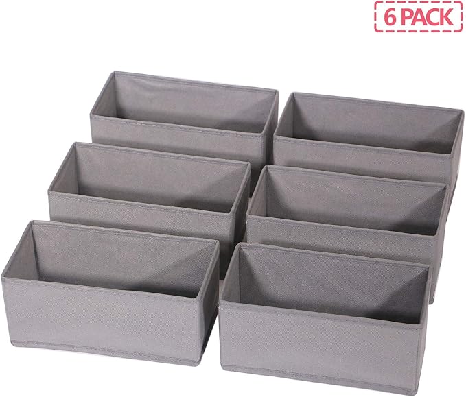 DIOMMELL 6 Pack Foldable Cloth Storage Box Closet Dresser Drawer Organizer Fabric Baskets Bins Containers Divider for Clothes