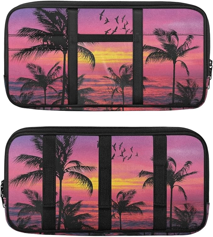 Car Sun Visor Organizer Palm Trees Sun Visor Organizer with Multi-Pocket Card Holder Car Interior Accessories Fashion Universal Fit for Most Cars SUV