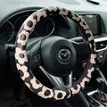 Microfiber Leather Steering Wheel Cover 14.5-15 inch, Black Floral Design, Anti-Slip Rubber Inner, Universal Fit for Cars, Tr