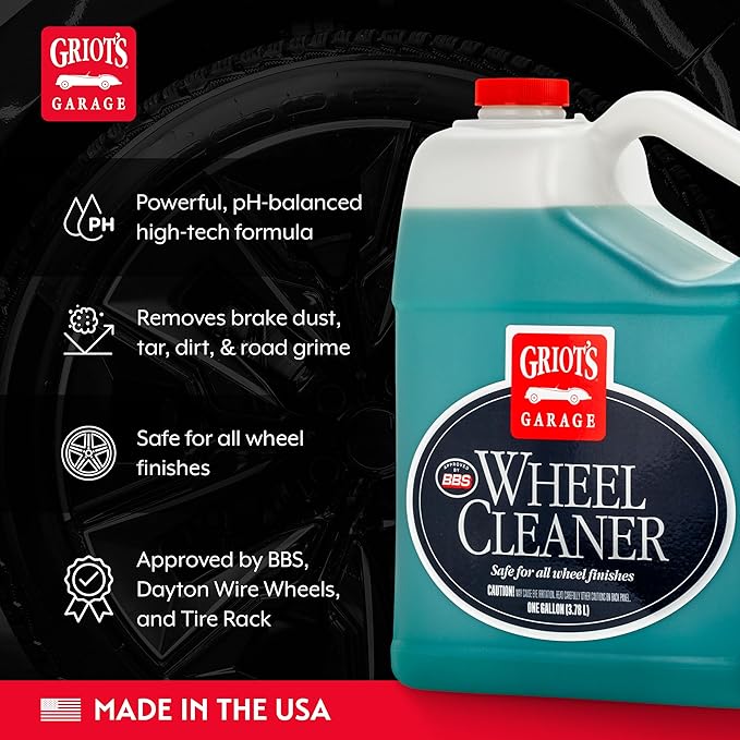 Griot's Garage Wheel Cleaner for All Finishes, Car Tire Rim Cleaning, Brake Dust and Grime Remover, PH Balanced, 11107, One G