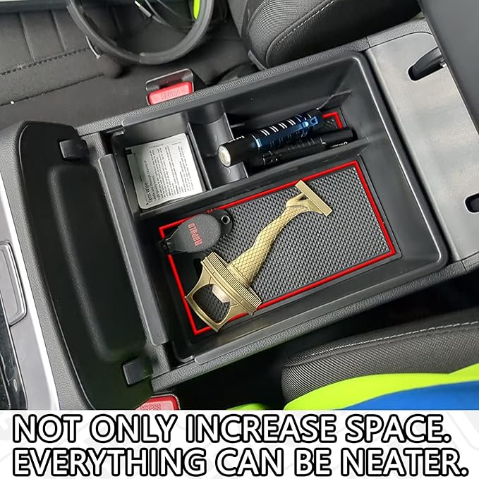 Center Console Organizer Compatible with 2022-2024 Hyundai Tucson & Santa Cruz 2022-2025 Interior Accessories Armrest Storage Box Insert Tray (Not for 2025 Limited/Hybrid/Plug-in Hybrid) Red