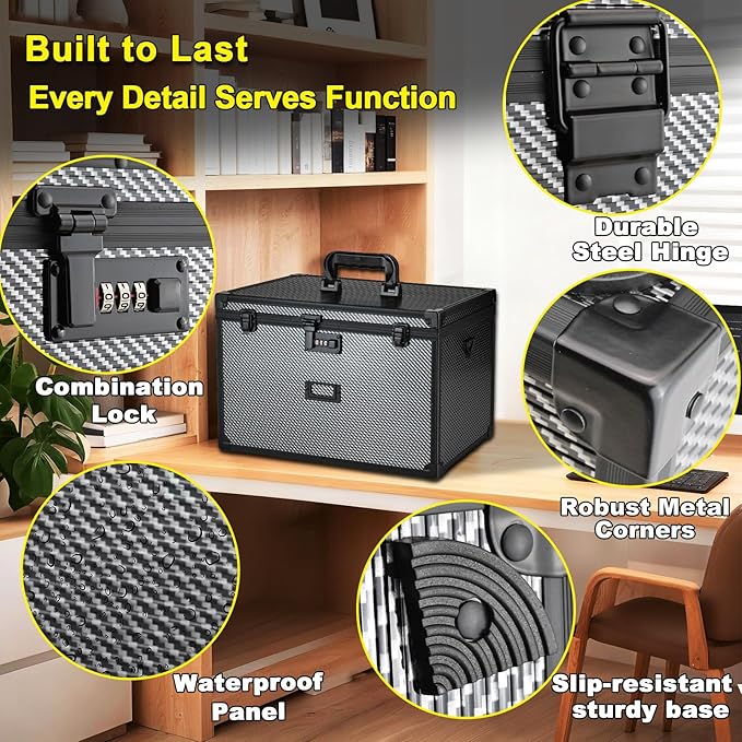 File Storage Cabinet File Organizer Document Organizer File Box in Office and Home with Combination Lock with 20 Legal Size H