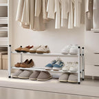 STORAGE MANIAC Expandable Shoe Rack, 4 Pairs Stackable Small Shoe Rack, Metal Adjustable Shoes Organizer for Closet, Entryway