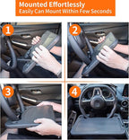 Car Steering Wheel Tray Table Food Eating Hook On Steering Wheel Desk Laptop Holder with Cell Phone Stand Car Table Laptop Tray for Eating Tablet iPad and Notebook Black