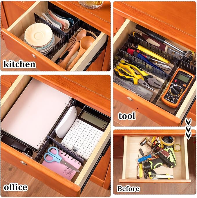 Vesici 80 Pcs Drawer Dividers Adjustable Plastic Organizer DIY Separators Storage Dividers for Socks, Underwear, Makeup, Tidy