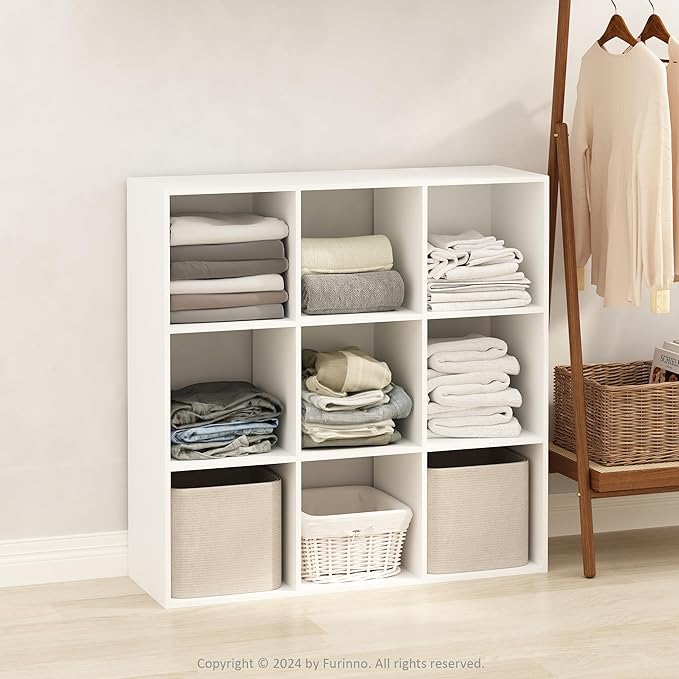 Furinno PELLI Closet Organizers and Storage, 9-Cube Closet Organizer, Open Shelf Closet Storage, for Wardrobe, Bedroom, Livin