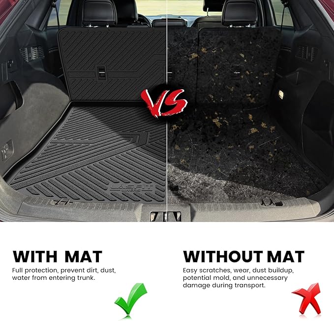LASFIT Floor Mats and Cargo Liner for Ford Escape Gasoline 2020-2025 2026 (NOT for Hybrid Models) All Weather Protector TPE Custom Fit Car Floor Liners, 1st & 2nd Row & Trunk Set, 4PCS Black