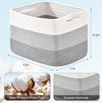 ICERZCZ Storage Baskets for Organizing Shelves, Woven Cotton Rope Baskets for Storage Books Towels Toys, Organizing Baskets, 
