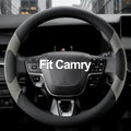 West Llama Customized Auto Car Steering Wheel Cover for Toyota Camry Rav4 Corolla Highlander (Black+Gray)