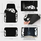 CAR PASS Waterproof Universal Fit Car Floor Mats, Cow Print Car Mats Fit for SUV,Vans,sedans, Trucks,Set of 4pcs Car Carpet w