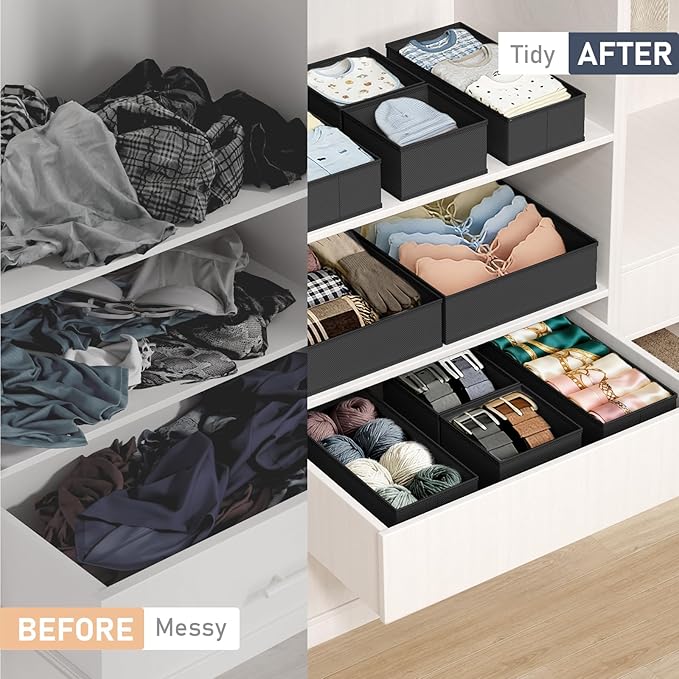 DIMJ Drawer Organizer Clothes- 26 Pack Baby Dresser Organizer for Nursery, Small Fabric Closet Drawer Organizer Bins for Unde