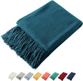 Homiest Decorative Knitted Throw with Fringe, Lightweight Acrylic Knit Blanket, Soft & Cozy Tassel Blanket for Couch, Sofa, B