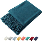 Homiest Decorative Knitted Throw with Fringe, Lightweight Acrylic Knit Blanket, Soft & Cozy Tassel Blanket for Couch, Sofa, B