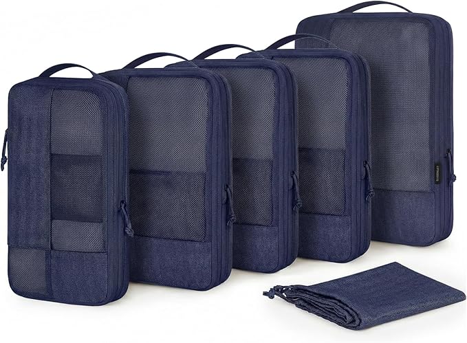 BAGSMART Compression Packing Cubes for Travel, 6 Set Packing Cubes for Carry on Suitcases, Compression Travel Cubes & Suitcas