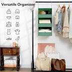 GRANNY SAYS 3-Shelf Closet Organizers and Storage, Foldable Hanging Closet Organizer, Hanging Closet Shelves with 2 Metal Hoo