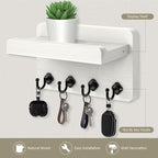 Nekon Key Holder Wall Mount, 8.5 Inch Small Home Decor Wooden Wall Organizer with 4 Hooks and Shelf, Key and Mail Holder for 