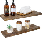 BGMG Floating Shelves 24 inch Long, Distressed Rustic Wooden Wall Shelves for Bathroom Living Room Bedroom Kitchen Farmhouse 