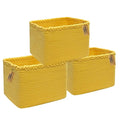 COMFY-HOMI 3Pack Small Woven Cotton Rope Basket for Organizing, Gift Baskets for Handles, Empty Gift Baskets, Medium Rope Bas