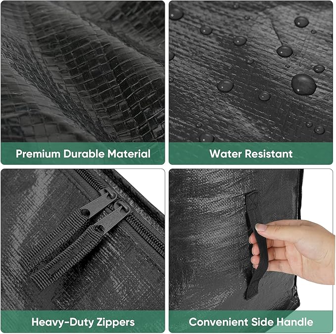 BALEINE 4-Pack Oversized Moving Bags with Reinforced Handles, Heavy-Duty Storage Tote for Clothes, Moving Supplies (Black, 4-