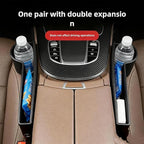2-Pack car seat Gap Filler Organizer with Cup Holder,Car Leather Cup Holder Gap Organizer,Built-in Beverage Holder (12in x7.9in), for Keys/Phone/Sunglasses, Car Seat Organizer (Brown)