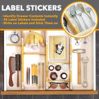 SpaceAid Bag Storage Organizer for Kitchen Drawer, (1 Box 4 Slots) Bamboo Drawer Dividers 6 Dividers with 12 Inserts (17-22 i