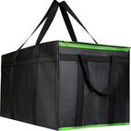 2 Pack XXXL-Large Insulated Grocery Shopping Bags, Green, Reusable Bag,Thermal Zipper,Collapsible,Tote,Cooler,Food Transport hot and Cold,for instacart,Camping,Recycled Material delivery Groceries,