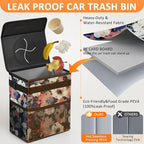 Car Trash Can for Car Cute, Trash Bag Bin Hanging Waterproof Automotive Garbage Cans Leak Proof Vehicle Trash Can Painting Floral