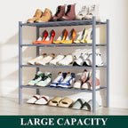 Smiry Shoe Rack, 4 Tier Bamboo Shoe Organizer, Stackable Free Standing Wooden Shoe Storage Shelf for Closet, Entryway, Front 