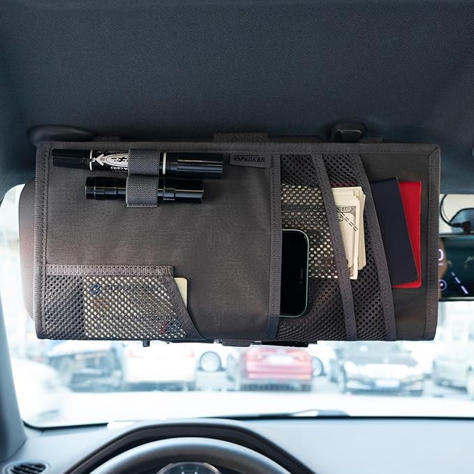 EXCELLENT ELITE SPANKER Tactical Visor Panel Organizer for Pickup F150 Large Molle Vehicle Sun Visor Holder Car Sunshade Storage Pouch