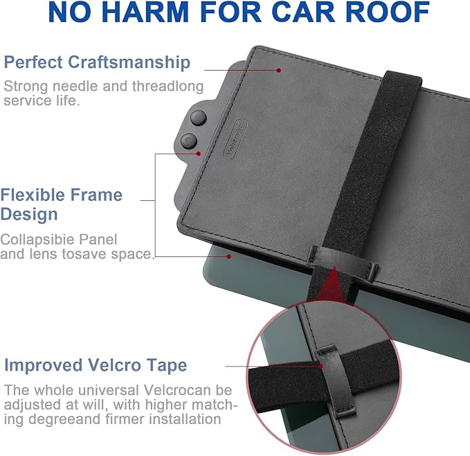 Veharvim Sun Visor Extender for Car with 2 Side Sunshade, Polarized UV400 Visor Extender Attachment for Car Visor with PC Lens,Anti-Glare for Safe Driving (2 Side Panel) (Red Zipper, Passenger Side)