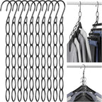 NiHome Clothing Chain Hangers 10-Pack for Home, Office & Travel, Metal Closet Organizer Space Saving Hangers with Safety Cap 