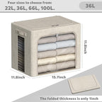 FHSQX 6 Pack Clothes Storage Bins with Metal Frame Foldable Storage Bins for Clothes Linen Fabric Storage Box with Clear Wind
