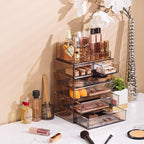 Sorbus Acrylic Makeup Organizer Set, 6-Drawer Vanity & Countertop Cosmetic Storage with Small & Wide Compartments, Bronze Glo