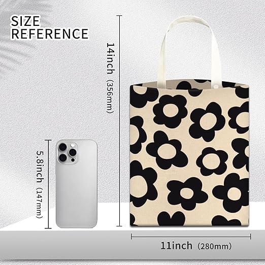 Car Trash Can, Hanging Garbage Bin for Men and Women, Cute Car Organizer and Storage Bag, Canvas Vehicle Trash Can Bag Easy-to-Install Boho Black Floral