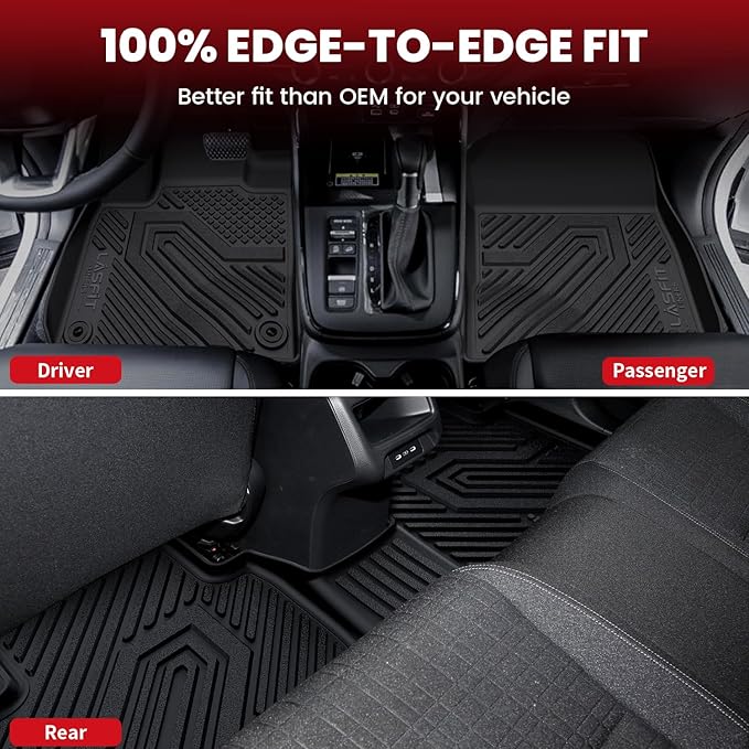 LASFIT Floor Mats for Honda HRV 2026 2025 2024 2023 Sport/LX/EX-L (Gasoline & Hybrid) & for Acura ADX 2025-2026, All Weather TPE Custom Fit HR-V Odorless Anti-Slip Floor Liner, 1st & 2nd Row, Black