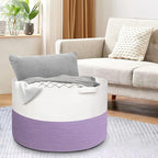 MEGASKET Large Purple Rope Storage Basket, 22x14 Inches Wicker Woven Baskets for Storage, Baby Laundry Hamper, Towel Blanket 