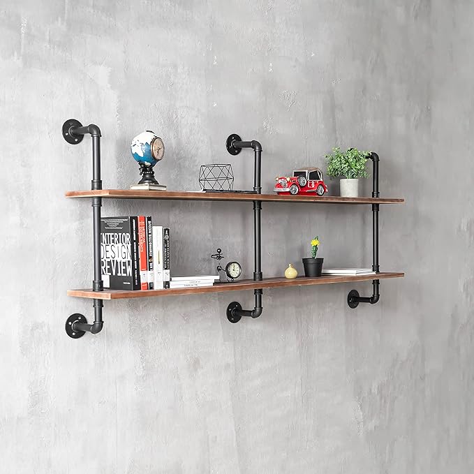 Floating Shelves for Wall Laundry Room Shelves Bookshelf Industrial Pipe Shelving Shelf Real Wood Planks 60 inch Rustic Wall 