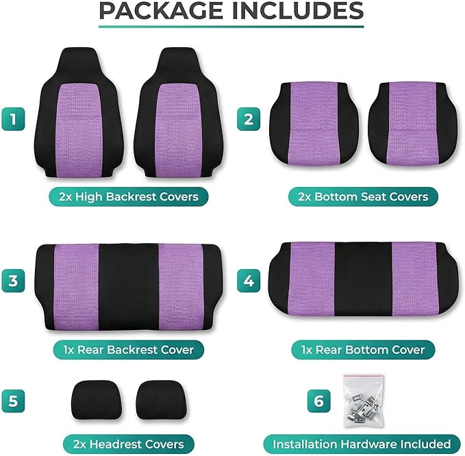 FH Group Automotive Full Car Seat Covers for SUV, Trucks, Sedan and More - Universal Fit Front High Back & Rear Solid Bench D
