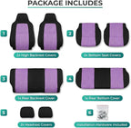 FH Group Automotive Full Car Seat Covers for SUV, Trucks, Sedan and More - Universal Fit Front High Back & Rear Solid Bench D