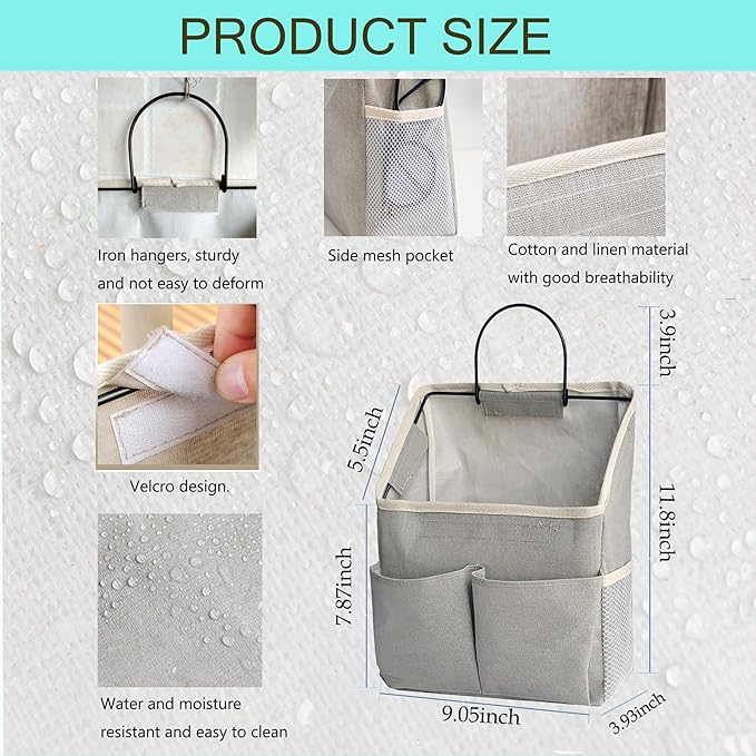 2 Pack Wall Hanging Storage Bag,Wall Hanging Organizer with Pockets, Hanging storage basket for Dormitory Bathroom Bedroom (G