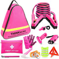 THINKWORK Car Emergency Kit for Teen Girl and Lady's Gifts, Pink Emergency Roadside Assistance kit with 10FT Jumper, First Ai