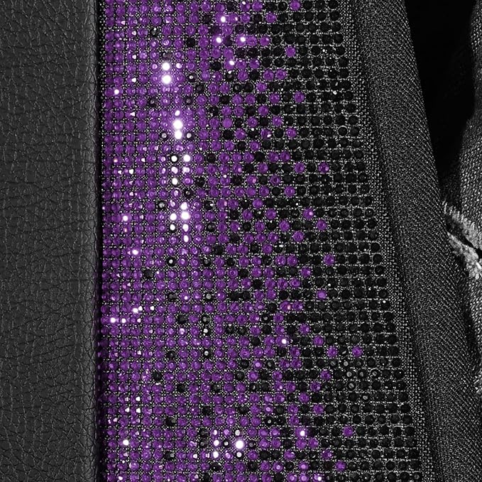CAR PASS Bling Diamond Leather Car Seat Covers Full Seats Interior Sets, Waterproof Shining Glitter Sparkly Crystal Universal