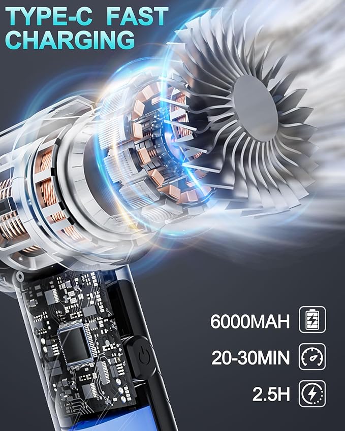 Portable Cordless Foldable 20000PA High Power Mini Vacuum Cleaner, 4-in-1 Compressed Duster & Air Blower & Pump, Hand Held Va