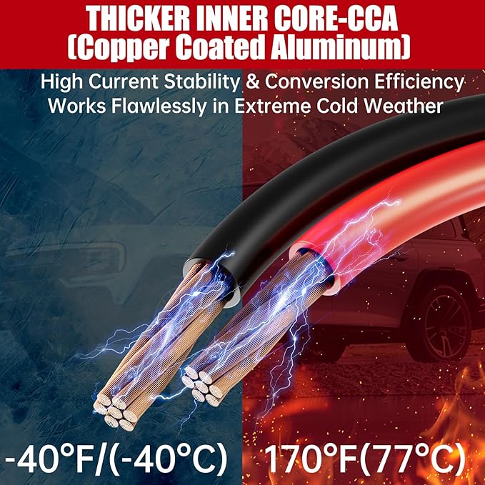 0 Gauge 30 FT Heavy Duty Jumper Cables for Car Battery, 1000Amp Quick Connect Booster Cables for Jump Starting Dead or Weak Batteries, Suitable for 8L Gas & 6L Diesel, Carrying Bag Included