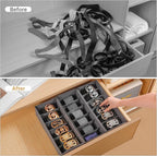3 Packs Fabric Belt Organizer, 6 Grids Belt Organizer for Closet and Drawer, Foldable Dresser Drawer Organizers, Tie Storage 