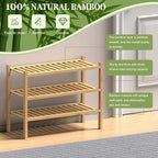 ROMGUAR CRAFT (Thick Bamboo Shoe Rack for Entryway, 3-Tier Free Standing Shoe Racks Stackable Shoe Rack Organizer for Hallway